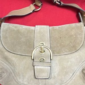 Suede tan coach purse